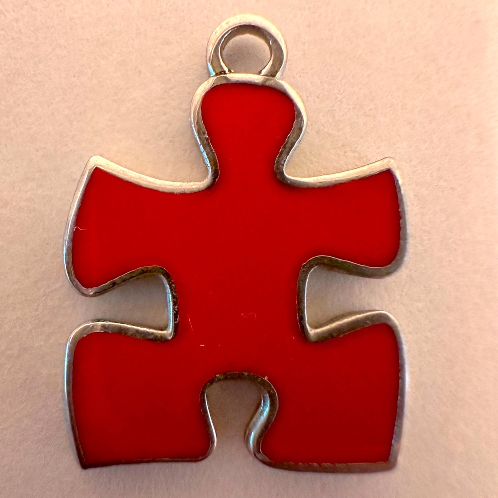 Red Puzzle Piece Charm *Very small